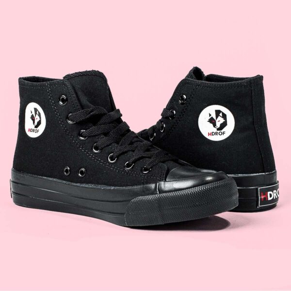 Tenis de Lona Vulcanizado HDROF Bota Negro tipo Converse